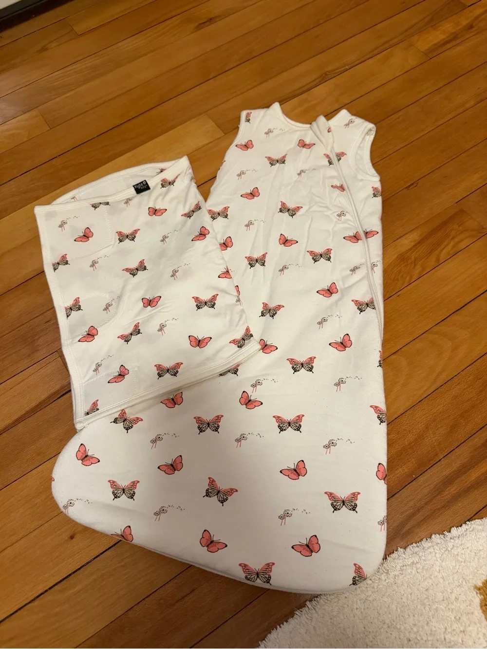 Baby White Sleep Sack with Pink Butterfly Print
